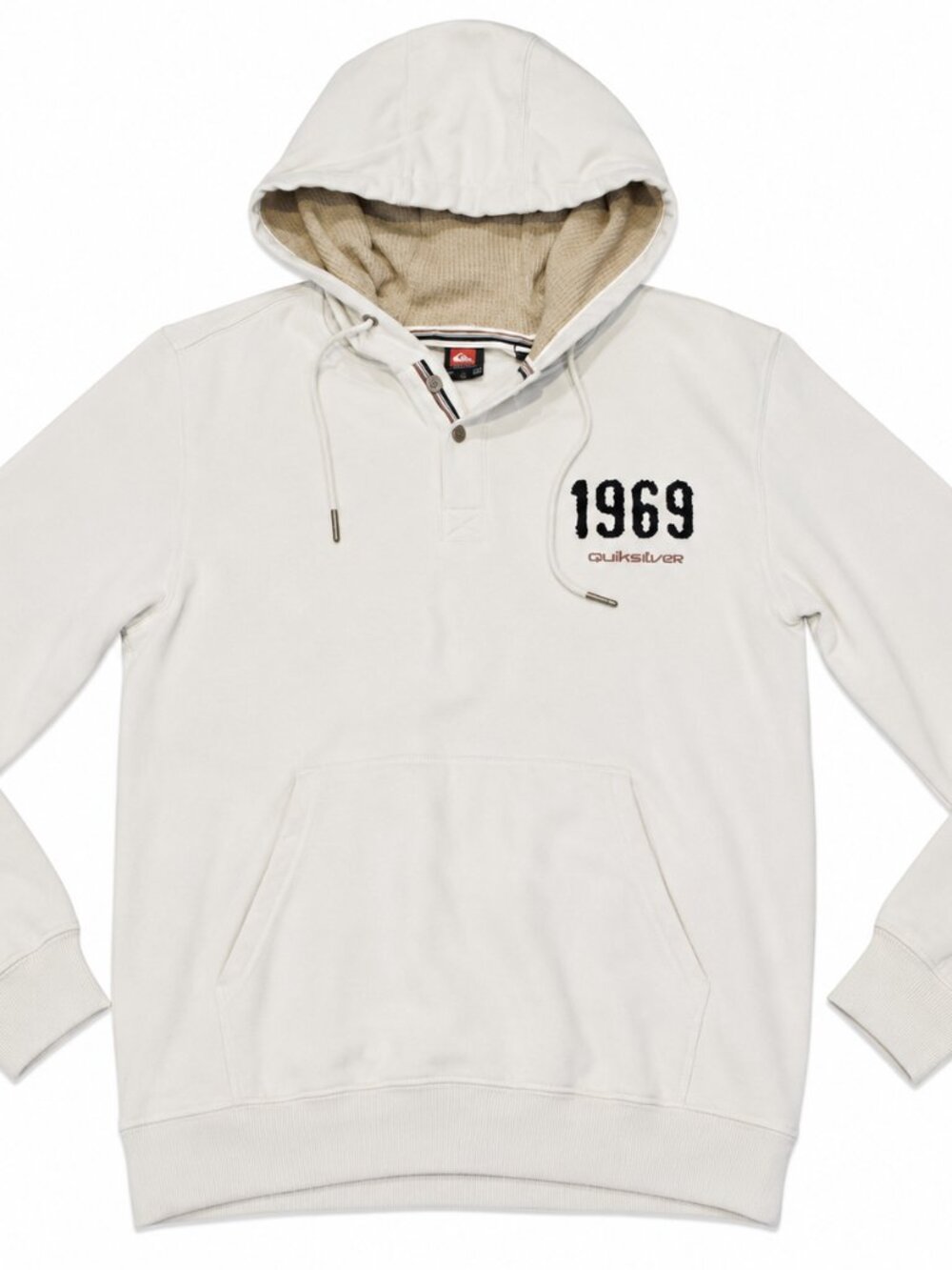 Quiksilver Men's 1969 Graphic Pullover Hoodie Silver Birch Sz S, MSRP $75, NWT!